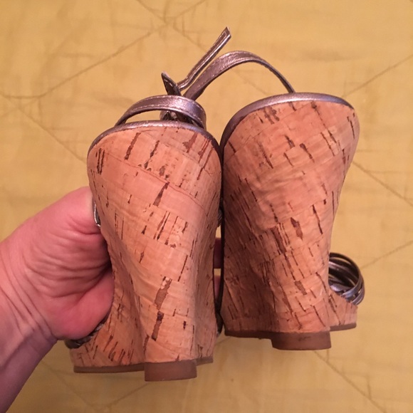 Pewter Silver, strappy dress wedge sandals shoes - Picture 3 of 4